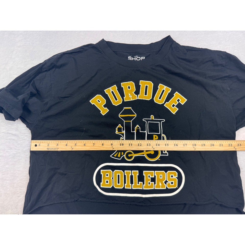 The Shop Purdue Boilers Cropped Graphic Tee Black 2XL Raw Hem NCAA Shirt - Picture 5 of 6